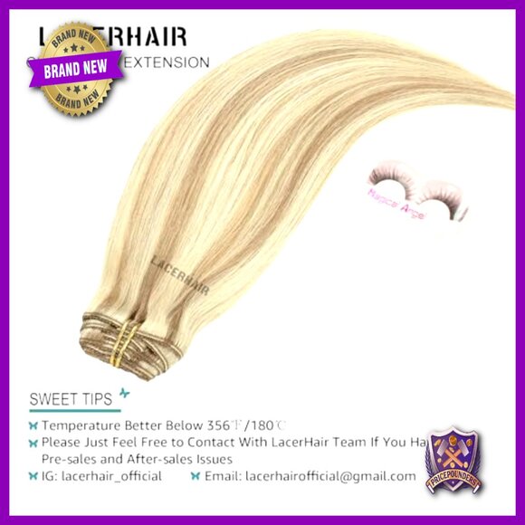 120 Gram 7-Piece Clip-In Human Hair Extensions, 16 Inch Straight Remy Hair